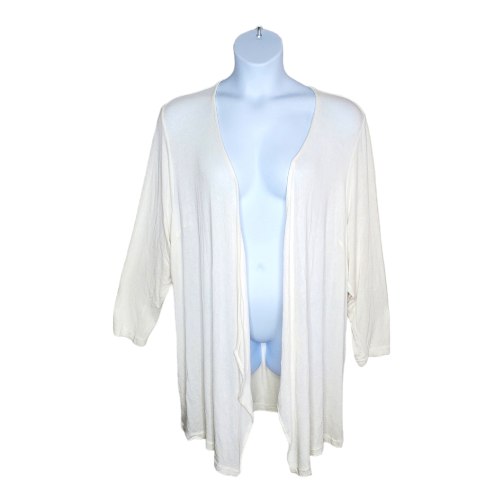 J Jill Wearever Collection Womens Sweater Size 3X Cream Open Drape Front